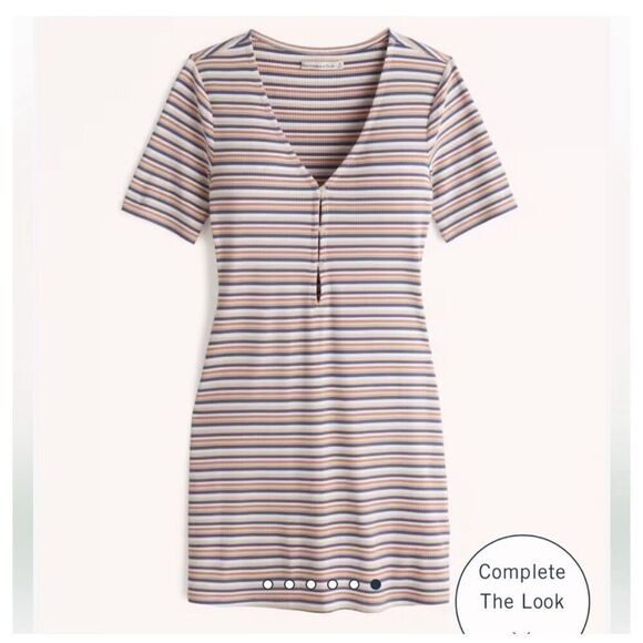 Abercrombie & Fitch Blue Orange Triple Keyhole Ribbed Knit Mini Dress Large - Picture 1 of 13